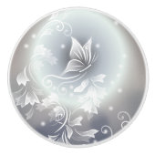 Blauer Floralschmetterling Fantasy Tier Keramikknauf (Vorderseite)