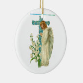 Blauer Flower Christlich Cross Keramik Ornament (Rechts)