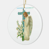 Blauer Flower Christlich Cross Keramik Ornament (Links)