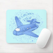 Blauer Flugzeug-Zukunftspilot Mousepad (Mit Mouse)