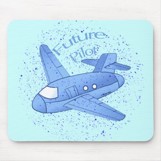 Blauer Flugzeug-Zukunftspilot Mousepad (Vorne)