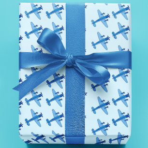 Blauer Flugzeugmuster Kinderdusche Geschenkpapier