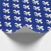 Blauer Flur-de-lis Geschenkpapier (Ecke)