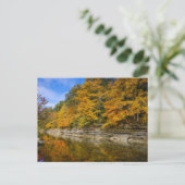 Blauer Fluss im Herbst Postcard Postkarte (Stehend Vorderseite)