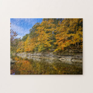 Blauer Fluss im Herbst Puzzle