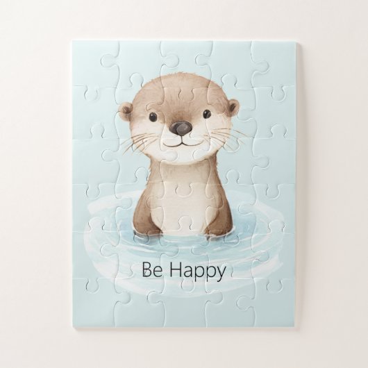 Blauer Fluss Sei Glücklich Süßer Otter Puzzle (Vertikal)