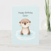 Blauer Fluss Süßer Otter Geburtstag Karte (Vorderseite)