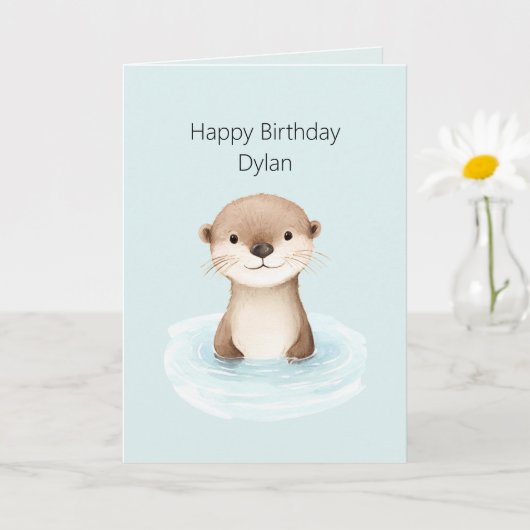 Blauer Fluss Süßer Otter Geburtstag Karte (Kleine Pflanze)