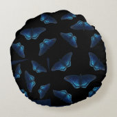 Blauer Flying Butterfells Pattern Individuelle Nam Rundes Kissen (Rückseite)