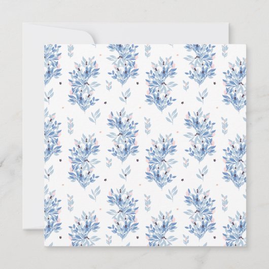 Blauer Foliage Brautdusche Einladung (Rückseite)