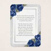 Blauer Foto Beerdigungskarte (Rückseite)