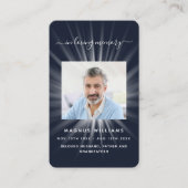 Blauer Foto Beerdigungskarte Visitenkarte (Vorderseite)