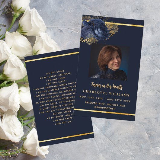Blauer Foto-Beerdigungskarte Visitenkarte