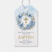 Blauer Foto Blütenblume Taufe Geschenkanhänger (Vorderseite)