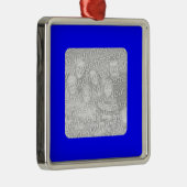 Blauer Foto Silbernes Ornament (Rechts)