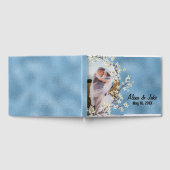 Blauer Foto und Hochzeitskranz Gästebuch (Voll)
