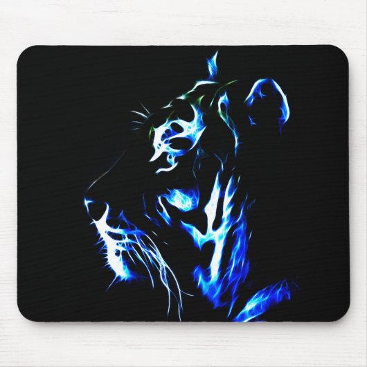 Blauer Fractalius Tiger Mousepad (Vorne)