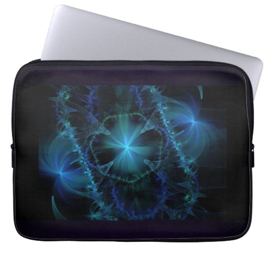 Blauer Fraktalraum Laptopschutzhülle (Vorderseite)