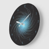 Blauer Fraktalwirbel Große Wanduhr (Winkel)