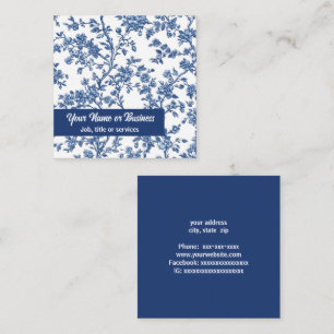 Blauer französischer Blumenstrauß Quadratische Visitenkarte