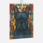 Blauer französischer Bulldog-Hund "gesteinigtes Gl Ornament Aus Glas (Vorderseite Rechts)