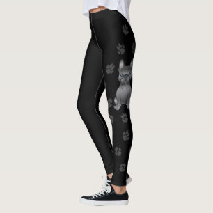Blauer Französischer Bulldogge / Frenchie Cartoon- Leggings