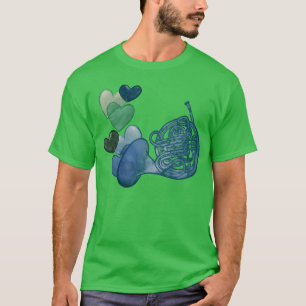 Blauer französischer Horn-Liebesjunge T-Shirt