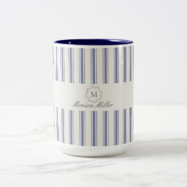 Blauer französischer Stil gestreift Zweifarbige Tasse