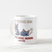 Blauer Frenchie-Mama-Kaffee-Chaos-Schnarch-Design Kaffeetasse (Vorderseite Links)