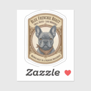 Blauer Frenchie-Röstung Vintage-Französische-Bulld Aufkleber