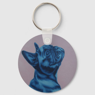Blauer Frenchie Schlüsselring Schlüsselanhänger