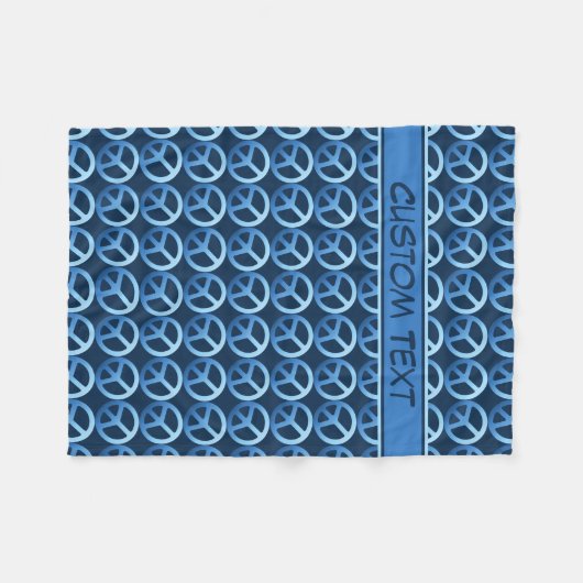 Blauer Friedensschild mit benutzerdefiniertem Text Fleecedecke (Vorderseite (Horizontal))