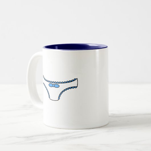 Blauer Frilly Schlüpfer Zweifarbige Tasse (Vorderseite Links)