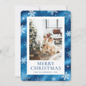 Blauer Frohe Weihnachten Schneeflocken Schneeflock (Vorderseite)