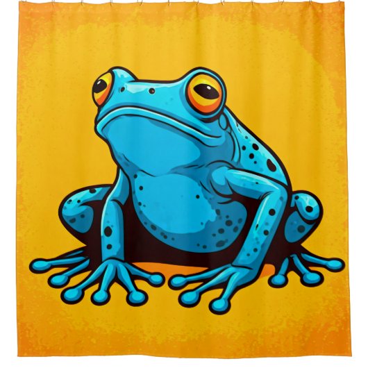 Blauer Frosch Duschvorhang (Vorderseite)