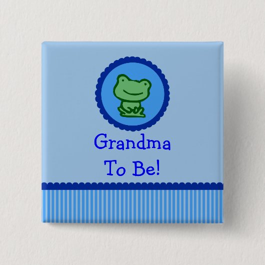 Blauer Frosch "Großmutter, zum Babyparty-Knopf zu Button (Vorderseite)