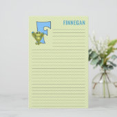Blauer Frosch mit grünem Karierten Buchstaben F Briefpapier (Stehend Vorderseite)