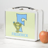 Blauer Frosch Mit Monogramm F Tierkinder Metall Brotdose (Beispiel)