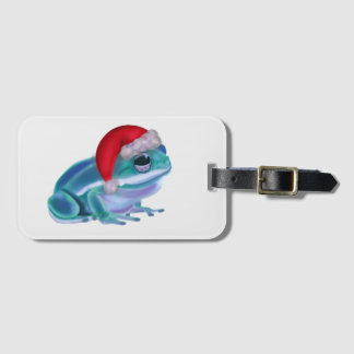 Blauer Frosch mit Santa-Hut. Gepäckanhänger