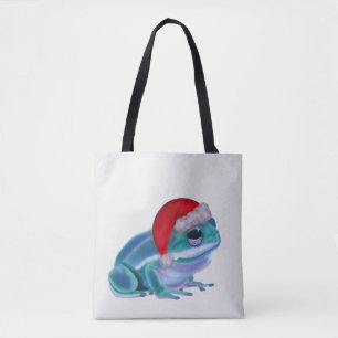 Blauer Frosch mit Santa-Hut. Tasche