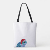 Blauer Frosch mit Santa-Hut. Tasche (Rückseite)