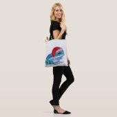 Blauer Frosch mit Santa-Hut. Tasche (Am Model)