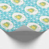 Blauer Frosch-Rosa-Punkt-kundengerechtes Geschenkpapier (Ecke)