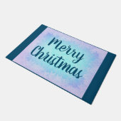 Blauer Frost Frohe Weihnachten Fußmatte (Schrägansicht)
