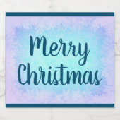 Blauer Frost Frohe Weihnachten Schaumweinetikett (Einzelnes Label)