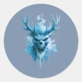 Blauer Frost-Schädel-Aufkleber Runder Aufkleber (Vorderseite)