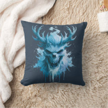 Blauer Frost-Schädel-Wurfkissen