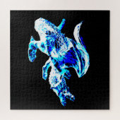 Blauer Frost Winter Fantasy Drache Puzzle (Horizontal)