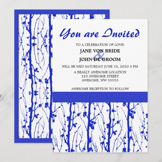 Blauer Frühling blüht Einladung (Vorne/Hinten)