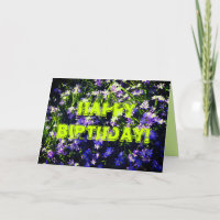 Blauer Frühling Blumen auf Grün glücklich Geburtst